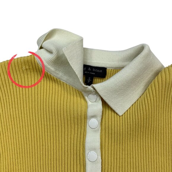 Rag And Bone Libby Short Sleeve Polo Shirt Sweater S Yellow - Picture 8 of 15